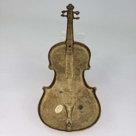 RARE Vintage Solid Brass Violin Sculpture Wall Hanging Decor Andrea by Sadek 12" - Picture 5 of 8